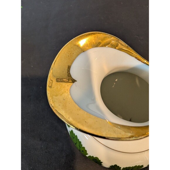 Meissen Green Ivy Sugar Bowl & Swan Handle Creamer – 19th/20th C – First Quality - Picture 5 of 16